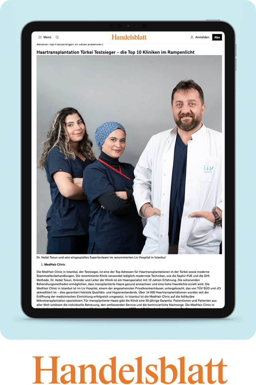 Handelsblatt – Haartransplantation Türkei Testsieger MedHair Clinic
