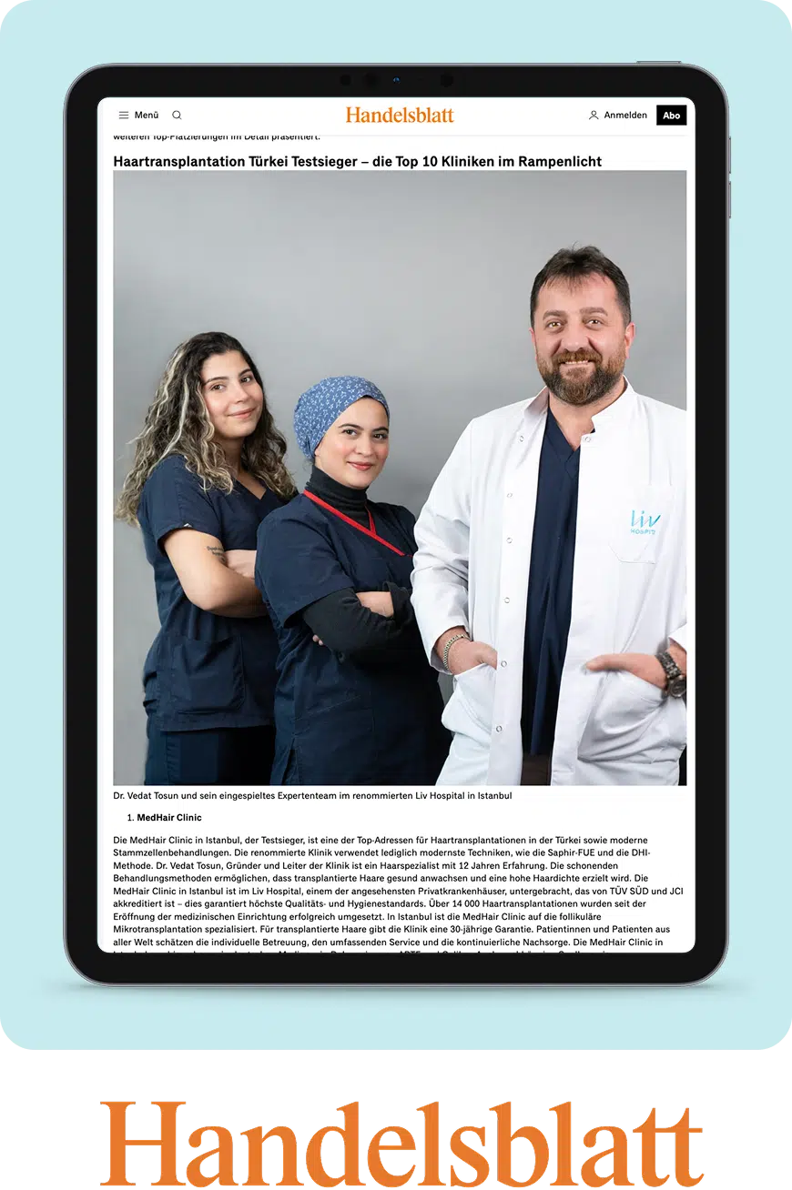 Handelsblatt – Haartransplantation Türkei Testsieger MedHair Clinic