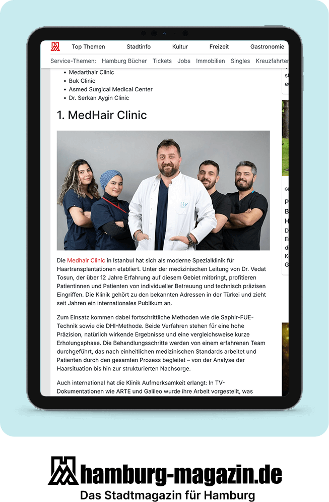 Hamburg-Magazin – Haartransplantation Türkei Testsieger MedHair Clinic